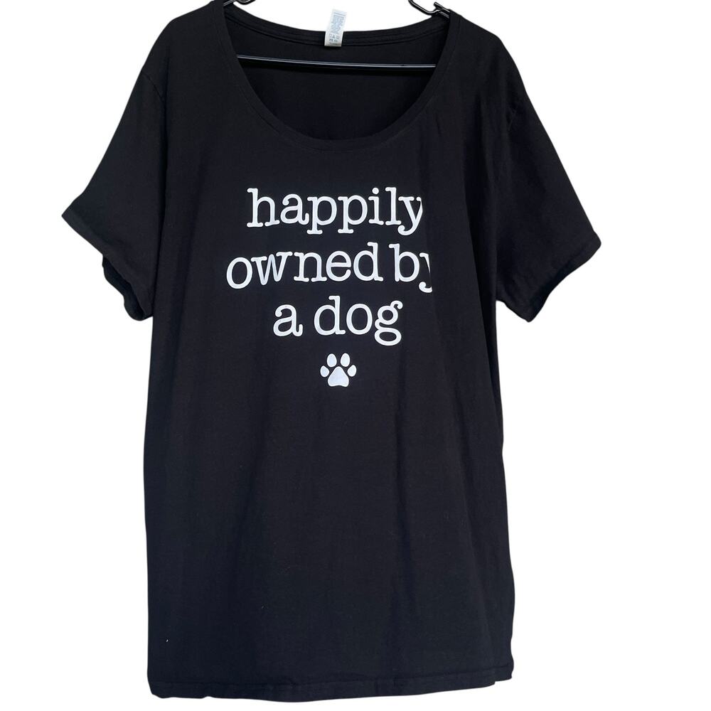 Happily Owned By A Dog Shirt‎ Womens 4XL Black Delta Curvy Paw Print Graphic Tee